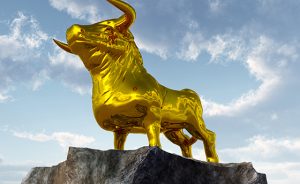 Golden calf on a rock